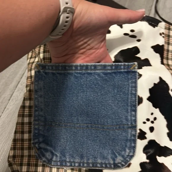 Western Brown and Blue Horse Print Tote Bag - Picture 4 of 9